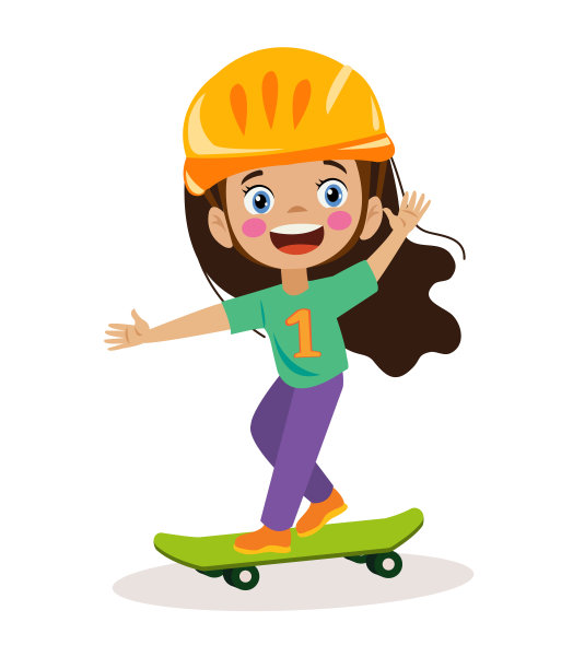 可爱快乐的小女孩在玩滑板图片下载