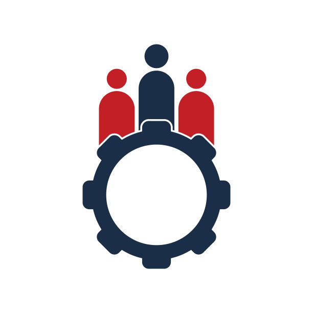 齿轮和人矢量标志设计模板。图片下载