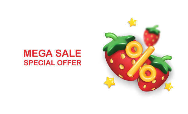 3d夏季设计与草莓。暑假的概念。图片下载