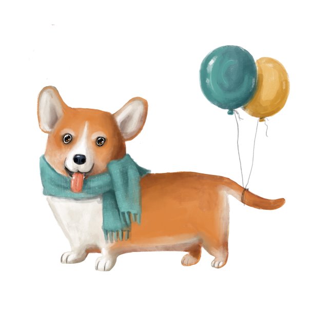 可爱的柯基狗和气球图片下载