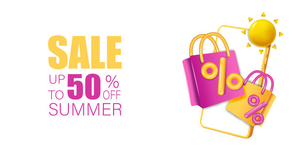 夏季促销海报与3d包装和太阳图片下载