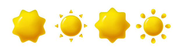 太阳的3d矢量逼真插图。三维矢量图标集图片下载