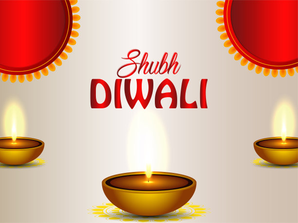 快乐的排灯节庆祝背景与排灯节diya的创意背景图片下载