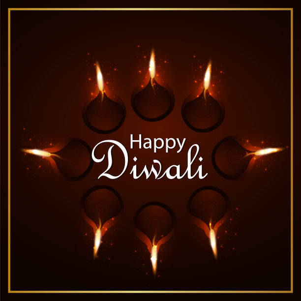 快乐的排灯节庆祝贺卡与排灯节图片下载