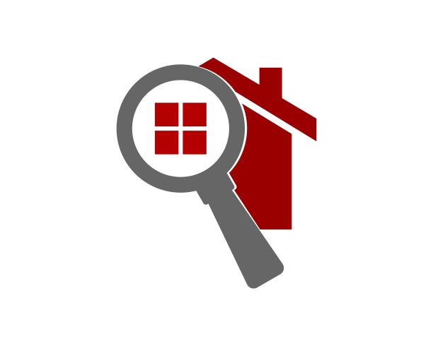 房子前面有放大镜图片下载