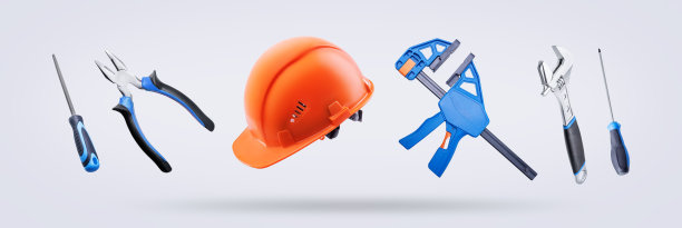 在灰色背景上构建工作工具图片下载