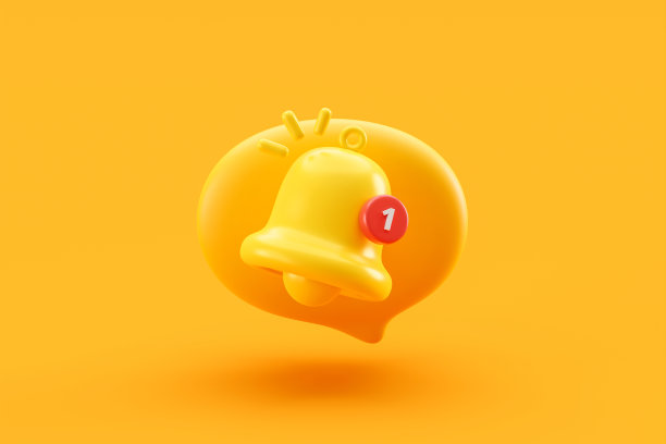 提醒铃警报3d图标警报在新的通知标志背景与对话气泡消息聊天通知符号或创意联系人短信注意环和简单的时间表时钟时间概念。图片下载