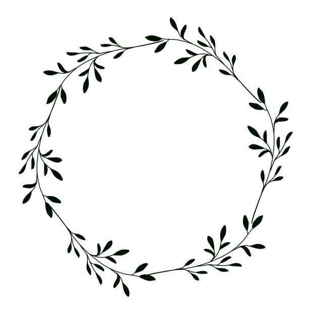 极简的花环，树枝和树叶。模板标识，标签，品牌企业身份，婚礼请帖图片下载