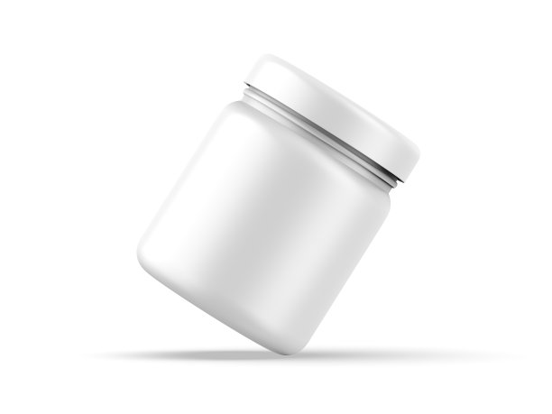空白白色哑光罐模型，哑光白色瓶盖上孤立的白色背景，3d渲染插图图片下载