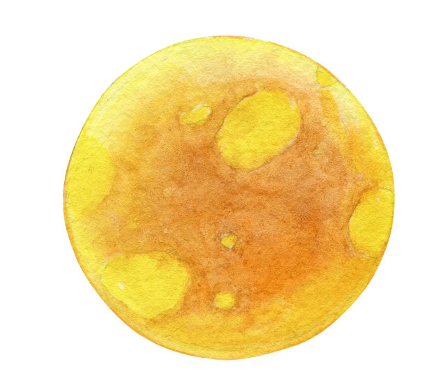 月亮水彩画，在一个孤立的背景。图片下载