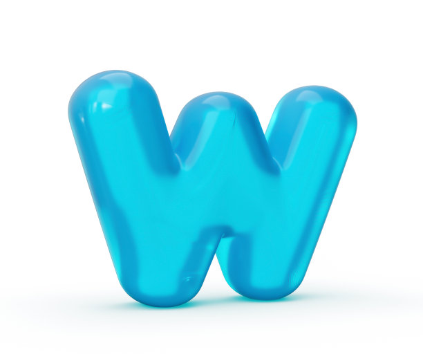 字母由水蓝色果冻液体制成。。3d字母，小字母，3d插图图片下载