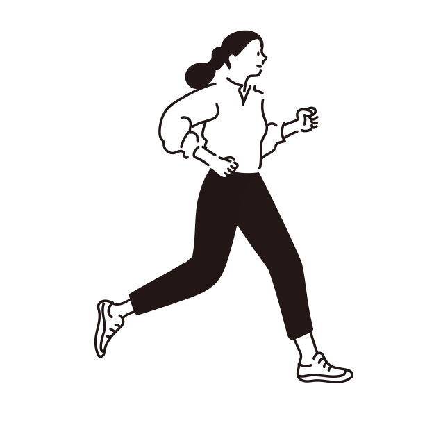 一个女人跑步的矢量线图图片下载