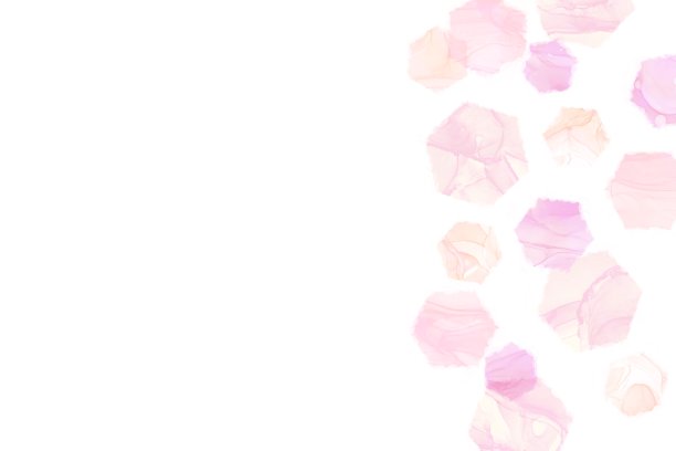 酒墨艺术抽象背景为春夏。白色背景上的粉色大理石六边形。带有文本空间的自然模板图片下载