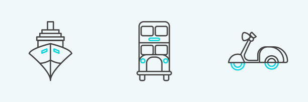 设有线踏板船、货轮及双层巴士图片下载