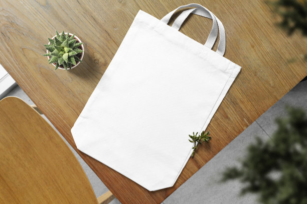 清洁最小的帆布袋模型在上面的木桌植物图片下载