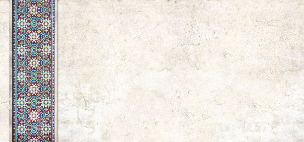 传统波斯马赛克墙的细节与几何装饰。水平或垂直背景瓷砖框架图片下载