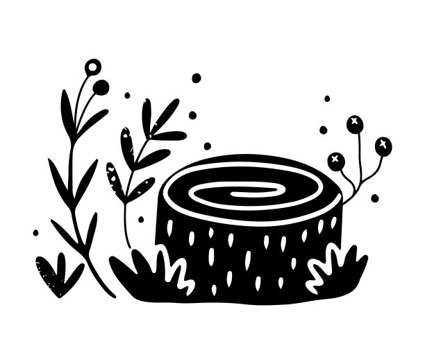 可爱的树桩在lincut风格图片下载