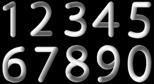 一套白色蓬松的阿拉伯数字在透明的背景图片下载