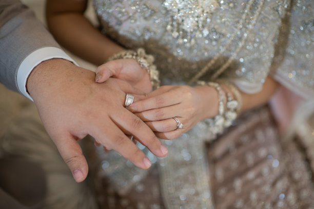 戴上戒指，结婚戒指，相爱的情侣图片下载