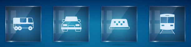 集公共汽车、出租车、火车、铁路于一体图片下载