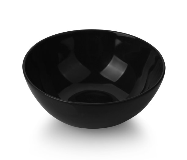 空的黑色碗在白色背景。图片下载