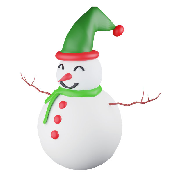 3D渲染侧视图雪人孤立在白色背景1图片下载