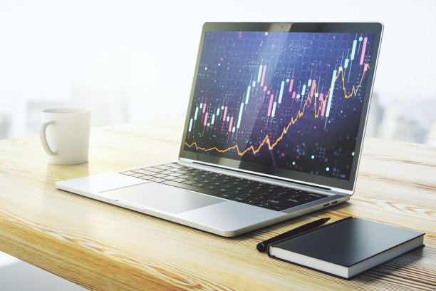 抽象创意的现代笔记本电脑显示器，外汇和投资概念的金融图表。三维渲染图片下载
