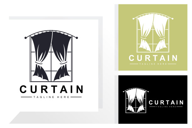 家居及展览帷幕标识设计，建筑装饰矢量插画图片下载