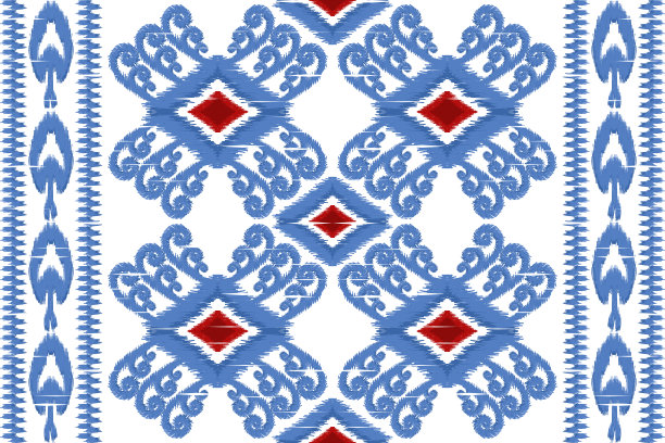 非洲伊卡特涡纹无缝图案。图片下载