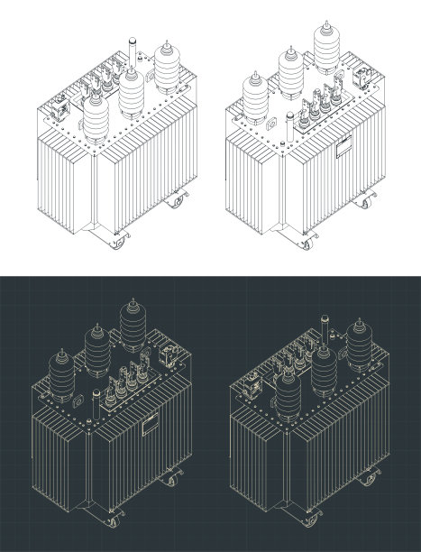 电力三相变压器等距设计图图片下载