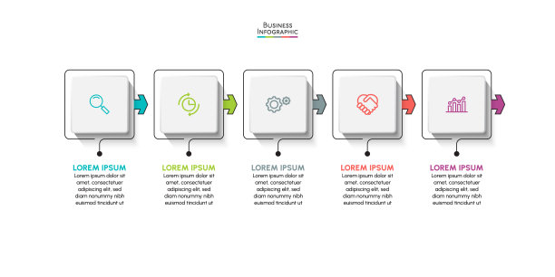 业务数据可视化。为抽象背景模板设计的时间轴信息图图标图片下载