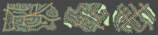 城市的俯视图。从地图上看建筑。地图导航到自己的房子。前视图。抽象的背景。可爱的简单的设计。矢量插图孤立。图片下载