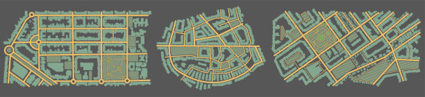 城市的俯视图。从地图上看建筑。地图导航到自己的房子。前视图。抽象的背景。可爱的简单的设计。矢量插图孤立。图片下载