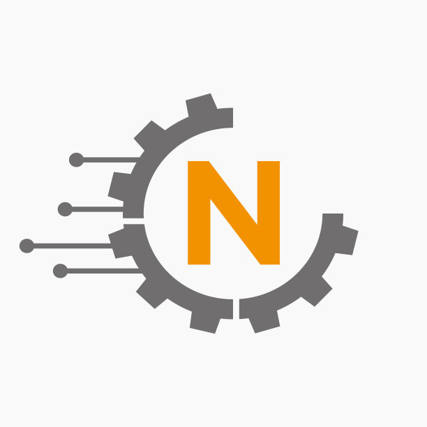 齿轮标志技术符号上的字母N矢量模板图片下载