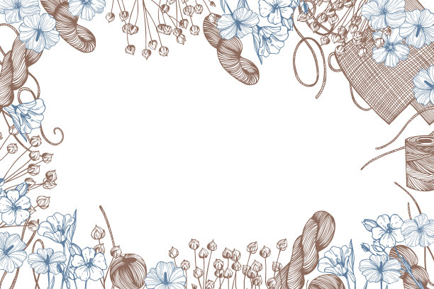 亚麻植物。亚麻线程。向量的背景。图片下载