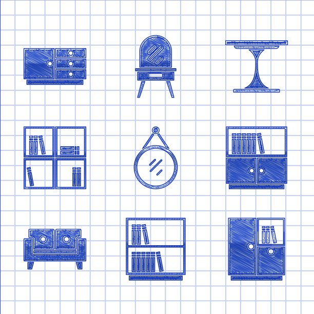 设置镜子，图书馆，书架，衣柜，沙发图片下载