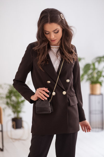 令人敬畏的时尚褐发模特。图片下载