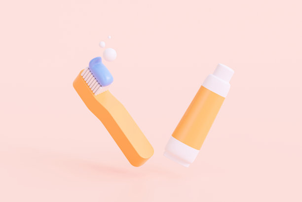 牙刷和牙膏牙科图标卡通保健和医疗3D插图图片下载