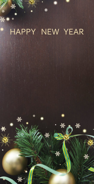 圣诞节背景与金色的装饰品，小玩意，杉树树枝。圣诞节庆祝节日，冬天庆祝新年。圣诞横幅模型，贺卡模板。图片下载