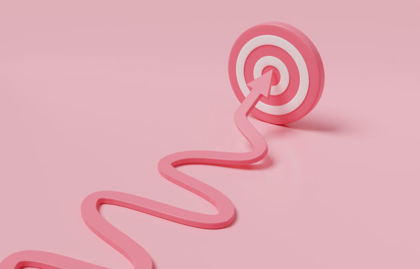 缠绕箭头达到目标，志向，动力和挑战实现目标，克服经营困难的概念，3d渲染插画。图片下载