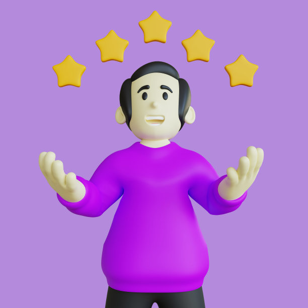 3D人物插画与五星图片下载