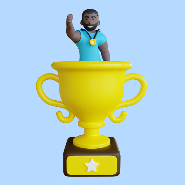 风格化的3D运动员在一个奖杯杯图片下载