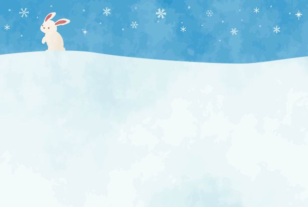 可爱的兔子和冬天的背景插画图片下载