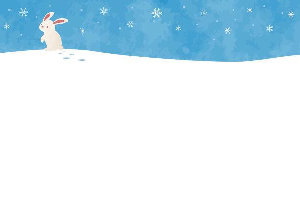 可爱的兔子和冬天的背景插画图片下载