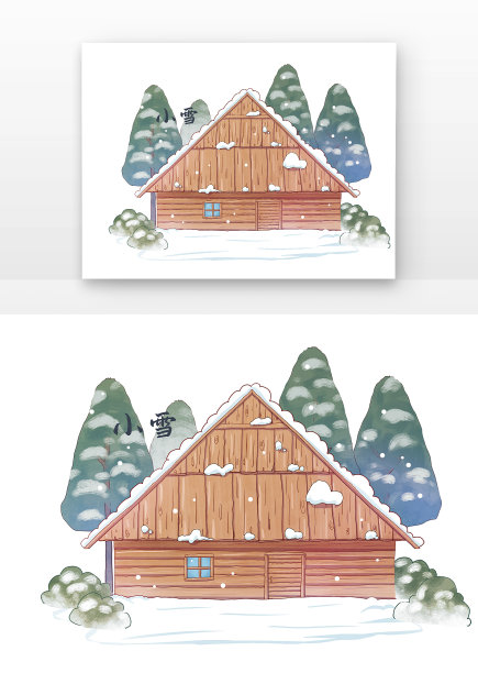 小雪木屋图片下载