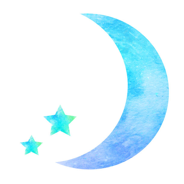 水彩画新月和星星图标插图图片下载