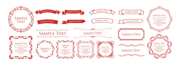 圣诞主题框架设计套装。华丽优雅的设计材料图片下载