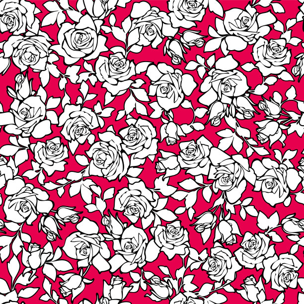 无缝的图案与美丽的玫瑰花束，图片下载
