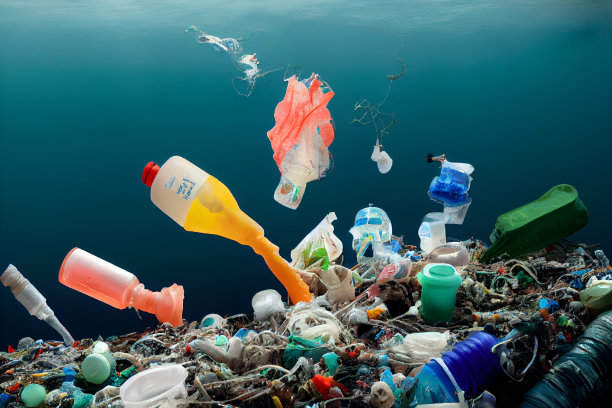 漂浮在水下的塑料垃圾图片下载