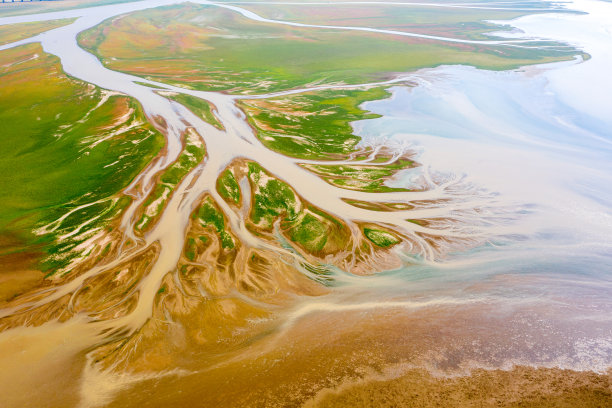 中国最大的淡水湖，鄱阳湖冬景，枯河无人机景图片下载